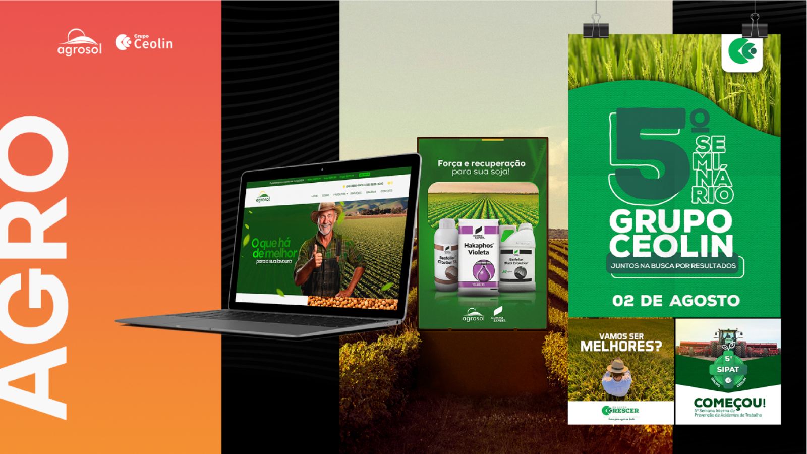 Trabalhos da Foxthree para Agrosol · Grupo Ceolin, segmento Agro