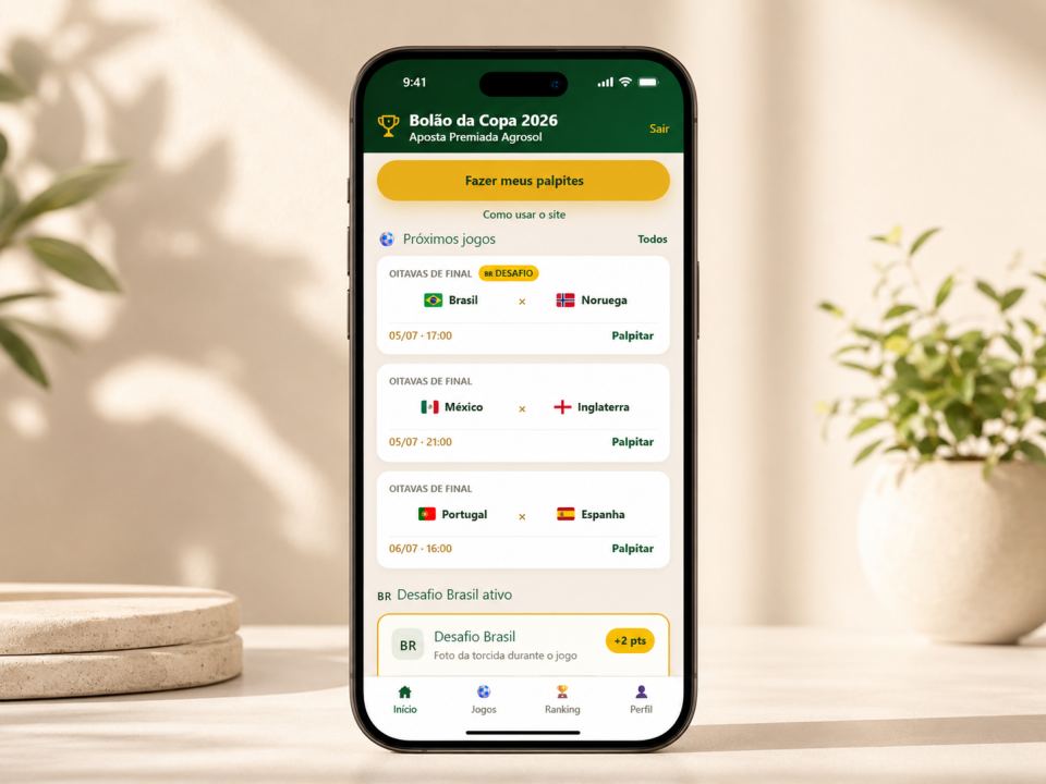 App de bolão da Copa 2026 desenvolvido pela F3 Labs